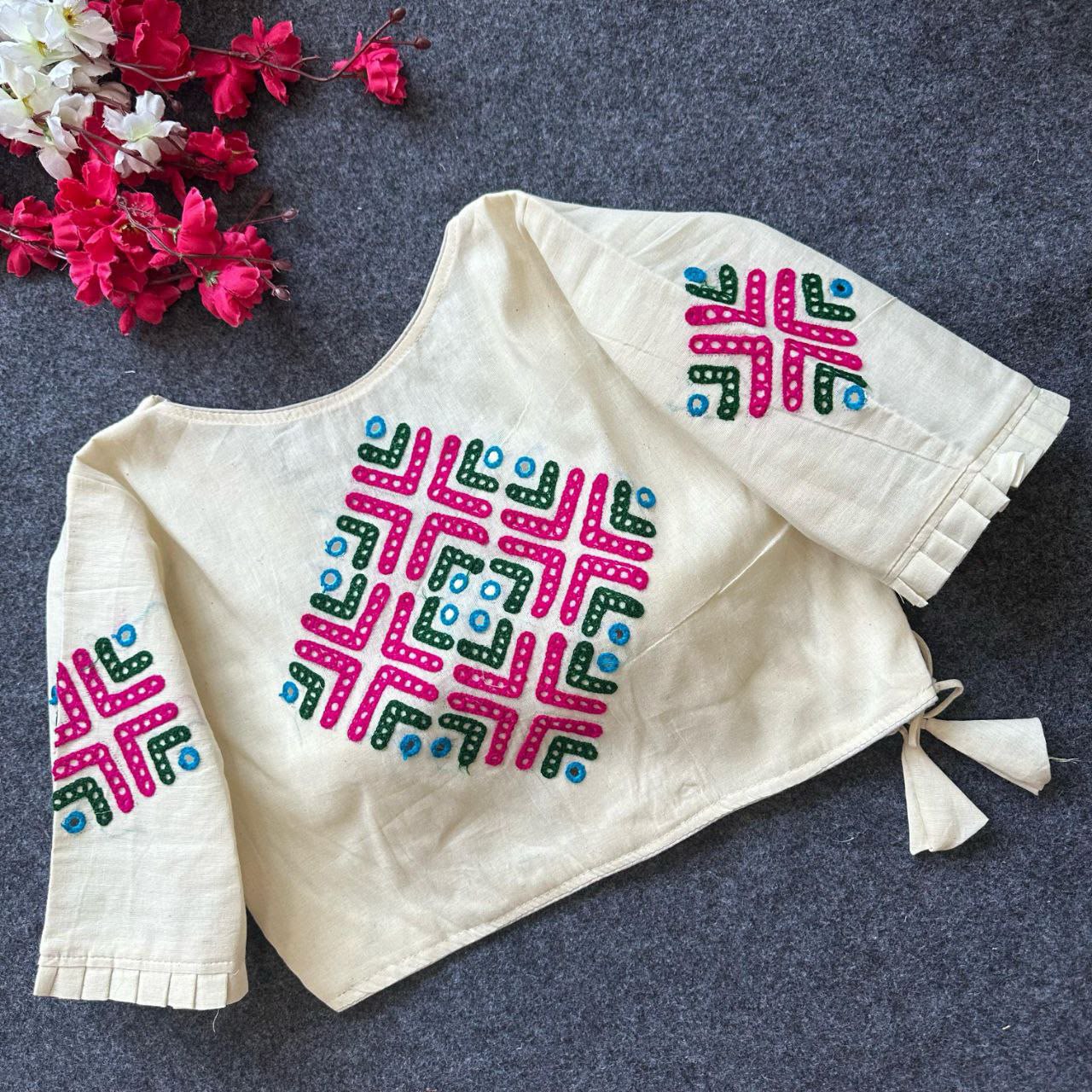 Designer Khadi Cotton Angrakha Style Blouse